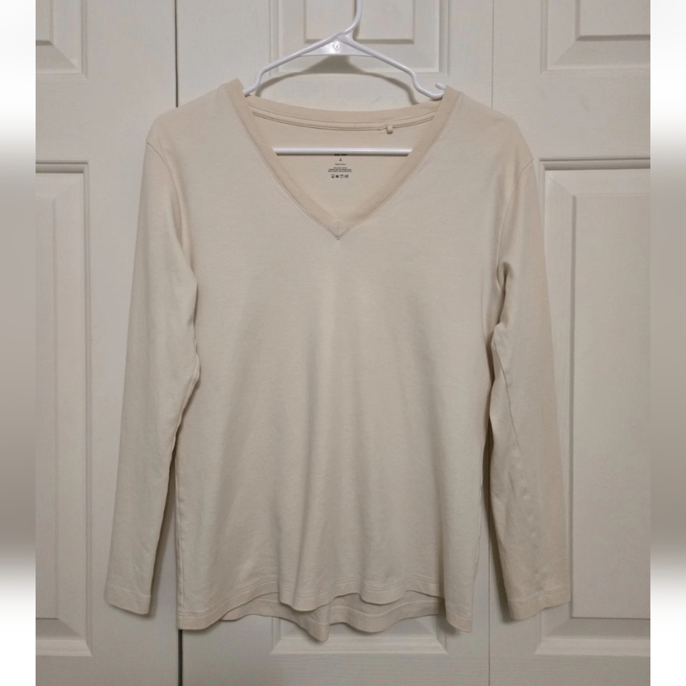 M.M. Lafleur Womens Asher Tan 100% Pima Cotton Long Sleeve Size Small